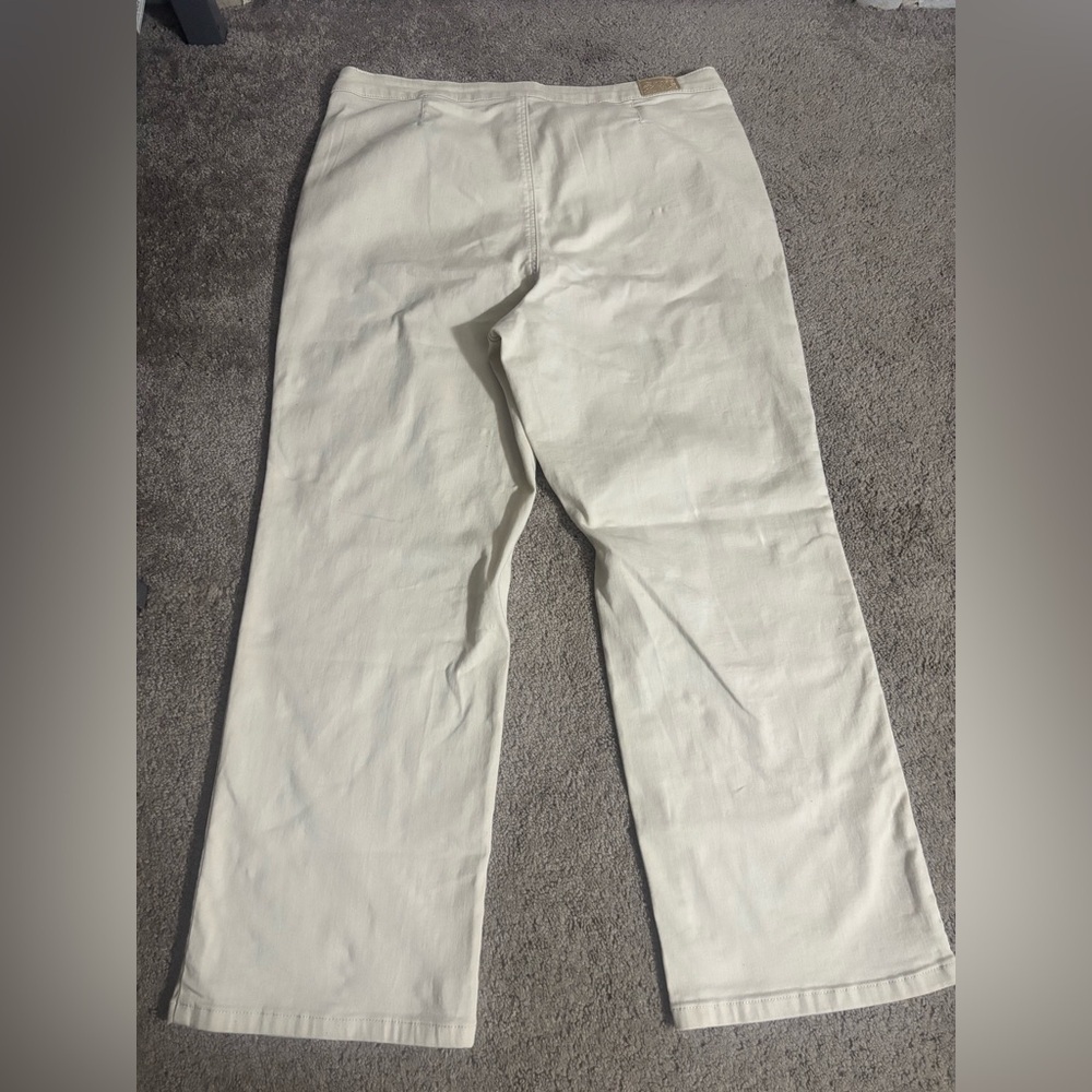 Anne Klein Pants Women White Cream Gold Button AK High Rise Trouser Size 16 - Picture 9 of 16
